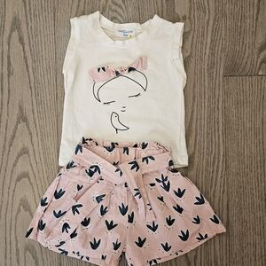 Girls Korean Style Set - White and Pink, Size 100cm, Size 3-4